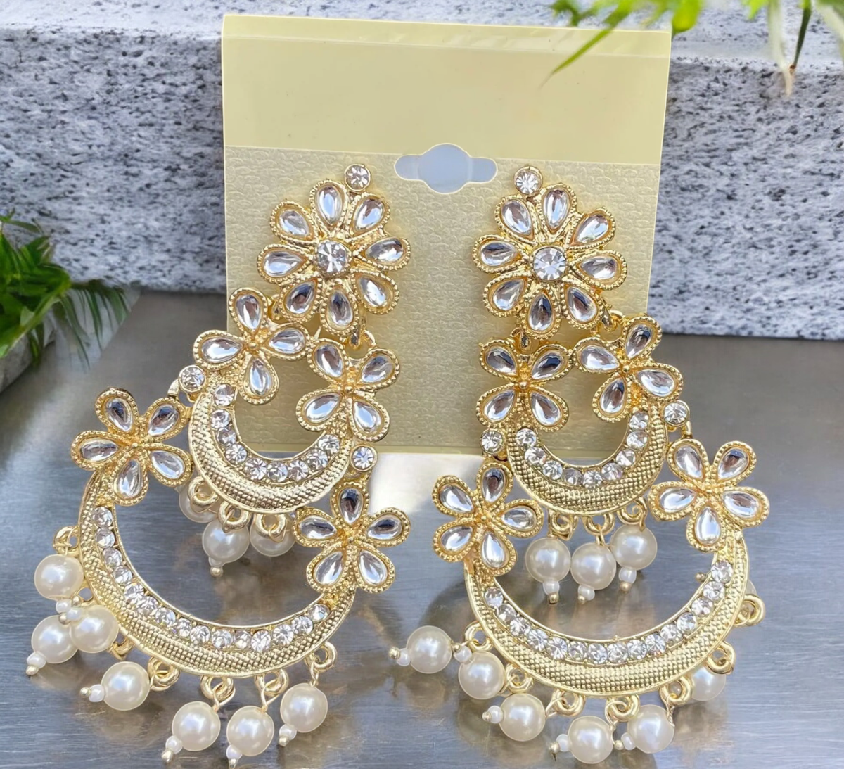 Pakistani Chandbali Kundan Earrings Jewellery Set, Statement Earrings,Indian Pearl Earrings, Bollywood Kundan Jewelry
