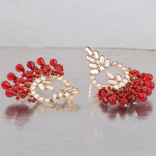 Bollywod Pearls Kundan Earrings Set, Indian Kundan earrings, Pearl earrings, Statement Earrings