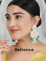 Bridal Pearl Kundan Chandbali Jhumki Indian Jewelry Set, Kundan Chandbali, Indian Jhumki, pearl earrings, Pakistani Earrings Jhumki