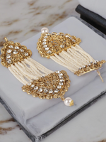 Handcrafted Beaded Indian Earrings Kundan Set, Indian Kundan, Pearl Earrings, Pakistani Jewelry Set