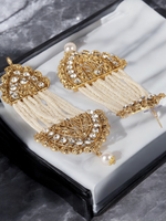 Handcrafted Beaded Indian Earrings Kundan Set, Indian Kundan, Pearl Earrings, Pakistani Jewelry Set