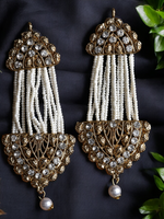 Handcrafted Beaded Indian Earrings Kundan Set, Indian Kundan, Pearl Earrings, Pakistani Jewelry Set