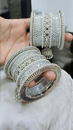 Silver Pearl Pakistani Wedding Bangles, Indian Bangle Collection, Silver Bangle Sets, Bridal Sets, Pakistani Jewelley, Fashion Bracelet