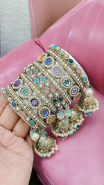 Multi Flower Bridal Bangles Jewelry Set, Bangle Set, Indian Chooda Set, Bollywood Bangle Set, Kada Set