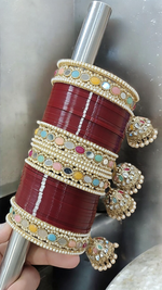 Punjabi Pearl Multi Jhumar Bridal Traditonal kundan chuda set, Wedding chooda, traditional bridal chuda, Indian choora