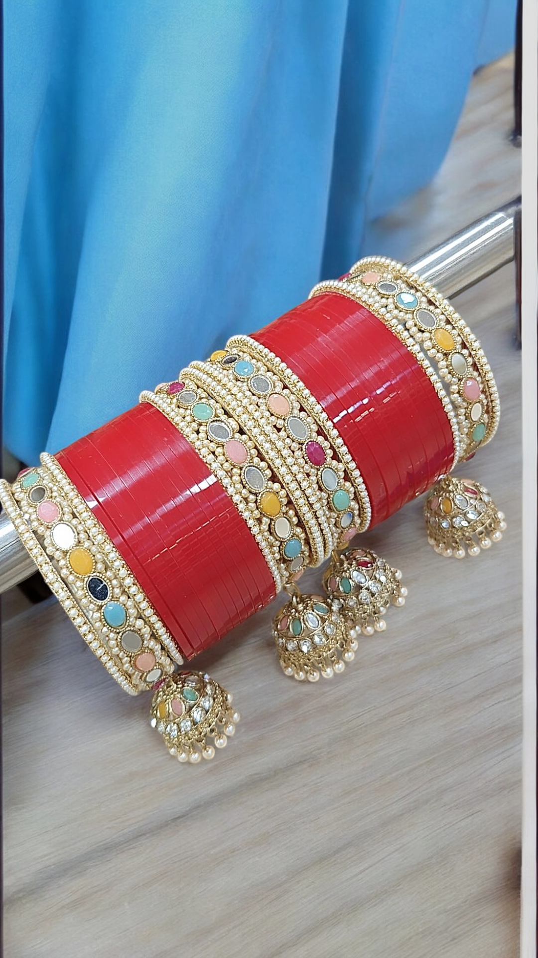 Punjabi Pearl Multi Jhumar Bridal Traditonal kundan chuda set, Wedding chooda, traditional bridal chuda, Indian choora