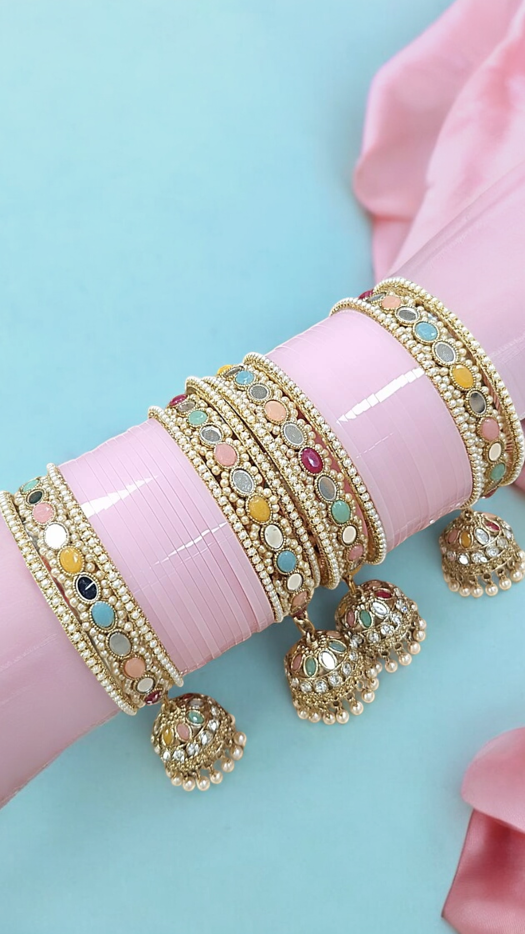 Punjabi Pearl Multi Jhumar Bridal Traditonal kundan chuda set, Wedding chooda, traditional bridal chuda, Indian choora