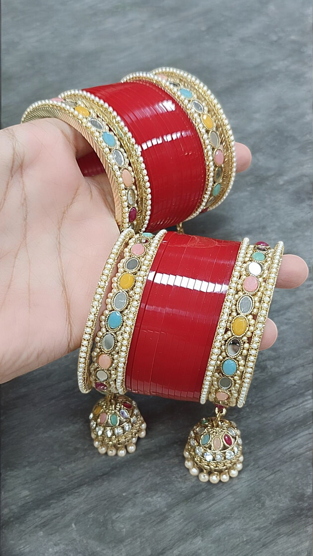 Punjabi Pearl Multi Jhumar Bridal Traditonal kundan chuda set, Wedding chooda, traditional bridal chuda, Indian choora