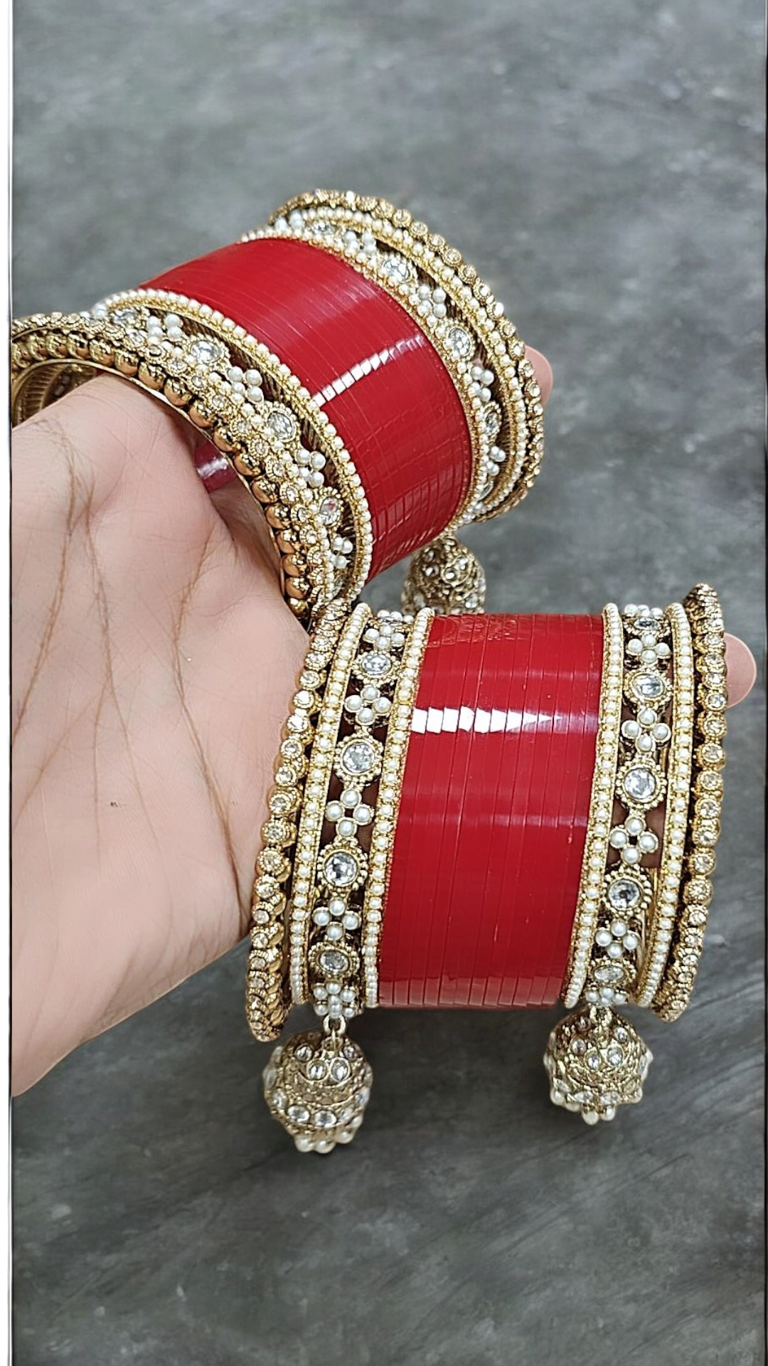 Pearl Bridal kundan Bangle Jhumki set, Punjabi Kada Set, Indian Chura. Bridal Bangle Jewellery, Wedding Kada, Indian Jewelry Set