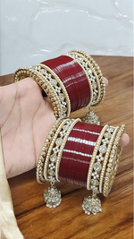 Pearl Bridal kundan Bangle Jhumki set, Punjabi Kada Set, Indian Chura. Bridal Bangle Jewellery, Wedding Kada, Indian Jewelry Set