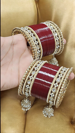 Pearl Bridal kundan Bangle Jhumki set, Punjabi Kada Set, Indian Chura. Bridal Bangle Jewellery, Wedding Kada, Indian Jewelry Set