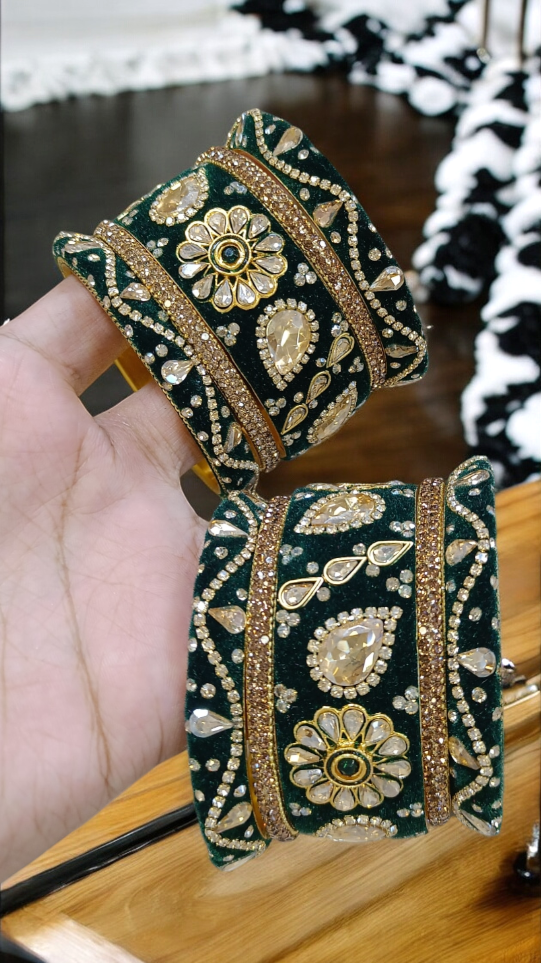 Bridal Velvet Wedding Pearl chooda Set, traditional bridal chuda