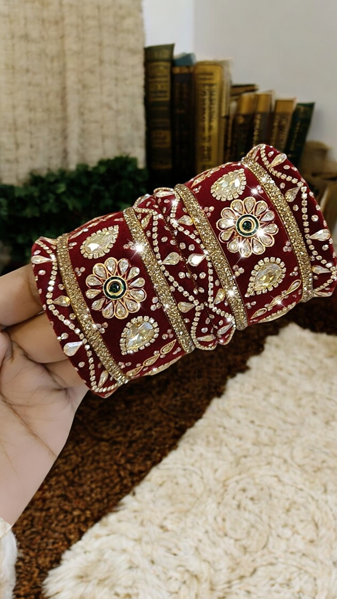 Bridal Velvet Wedding Pearl chooda Set, traditional bridal chuda