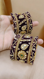 Bridal Velvet Wedding Pearl chooda Set, traditional bridal chuda