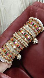Pearl Bridal Bangle Chura Set, Bridal Chura, Wedding bangle set, Indian jewelry gift, Bridal bangles, Kundan Jewelry