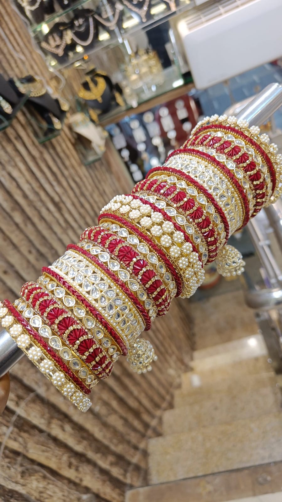 Pearl Bridal Bangle Chura Set, Bridal Chura, Wedding bangle set, Indian jewelry gift, Bridal bangles, Kundan Jewelry