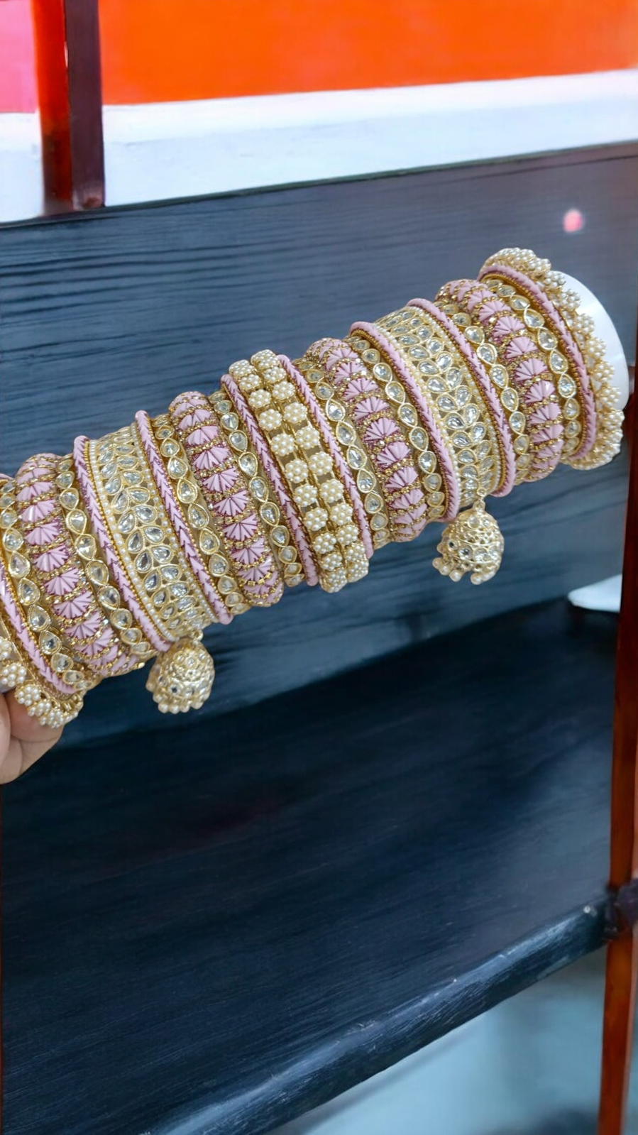 Pearl Bridal Bangle Chura Set, Bridal Chura, Wedding bangle set, Indian jewelry gift, Bridal bangles, Kundan Jewelry