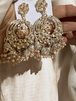 Rose Gold Indian Pearl Chandbali Earring Jewelry, Pearl Chandbali, Pearl Earrings, Kundan Jhumkas, Bridal Earrings, Wedding Jewelry