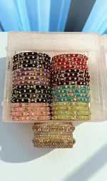Moon Velvet Bangles Set, Indian Bridal Bangle Set, Zari Velvet Bangles, Pakistani Bangles Combo, Traditional Indian Jewelry