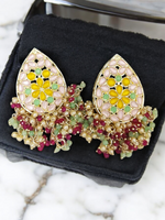 Multicolor Indian Pearl Drops Earrings Set, Bridal Drops Earring, Wedding Earrings, Pakistani Jewelry, Bridal Jewelry Set