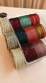 Heart Drop Glass Bangles Combo – Indian Bridal Bangle Set, Pakistani Glass Bangles, Ethnic Jewelry Gift Box