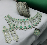 American Diamond CZ Jewelry Indian Necklace Earrings Ring Bangle Set, Cz Earrings, CZ necklace, AD Ring, AD Bangle, Bridal Jewelry