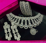 American Diamond CZ Jewelry Indian Necklace Earrings Ring Bangle Set, Cz Earrings, CZ necklace, AD Ring, AD Bangle, Bridal Jewelry