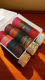 ASMA GLASS COMBO BOX Traditional Indian Glass Bangles Set, Bridal Bangle Combo, Wedding & Festive Jewelry Box