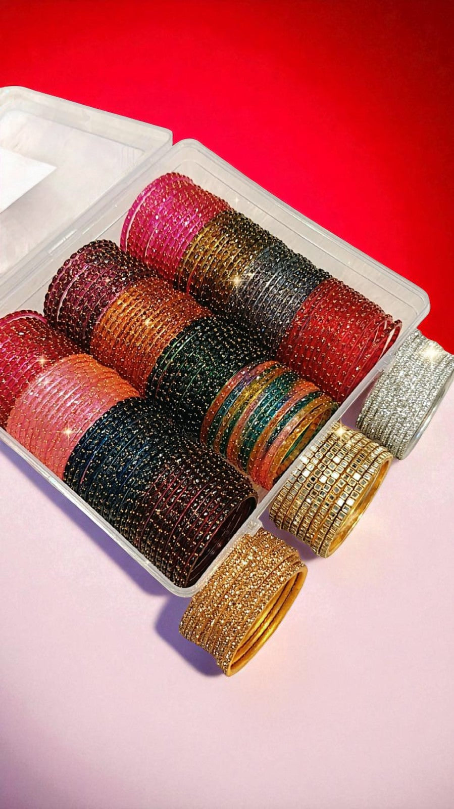 ASMA GLASS COMBO BOX Traditional Indian Glass Bangles Set, Bridal Bangle Combo, Wedding & Festive Jewelry Box