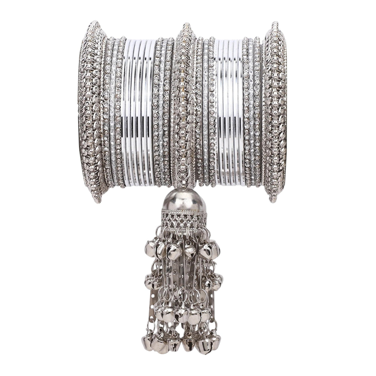 Silver Jhumki Bridal Bangle Set Indian Wedding Bangles, Traditional Bridal Jewelry, Ethnic Bangle Combo for Women