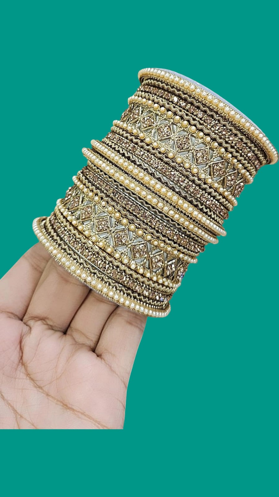 Luxury Gold & Copper Finish Bangles – Stylish Traditional Set