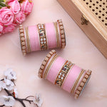 Bridal Chura with Pastel Colours & Kundan Elephant Kada | Punjabi Wedding Bangles Set | Indian Bridal Jewelry