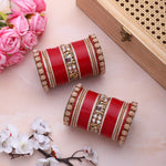 Bridal Chura with Pastel Colours & Kundan Elephant Kada | Punjabi Wedding Bangles Set | Indian Bridal Jewelry