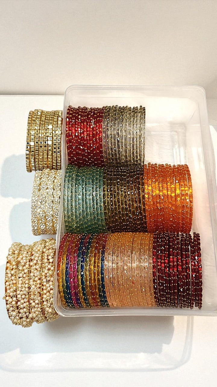 National Glass Bangles Set Combo Box for Festivals & Daily WearIndian Glass Bangles Set, Bridal Bangle Combo, Wedding & Festive Jewelry Box