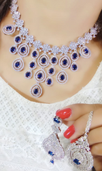 Cubic Zirconia Pakistani Necklace Earring Set, CZ Necklace, AD Jewelry, Jewelry Set, Women AD Earring, Bridal AD Necklace, Indian jewelry Set