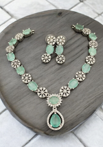 Wedding American Diamond Necklace Set, Indian Bridal Earring Set, AD Jewelry Set, Pakistani Necklace Earring, CZ Jewellery Set, Bollywood AD Earring