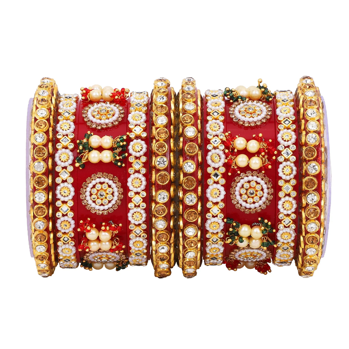 Rajwadi Chura with Pearl Kada | Royal Bridal Bangles Set