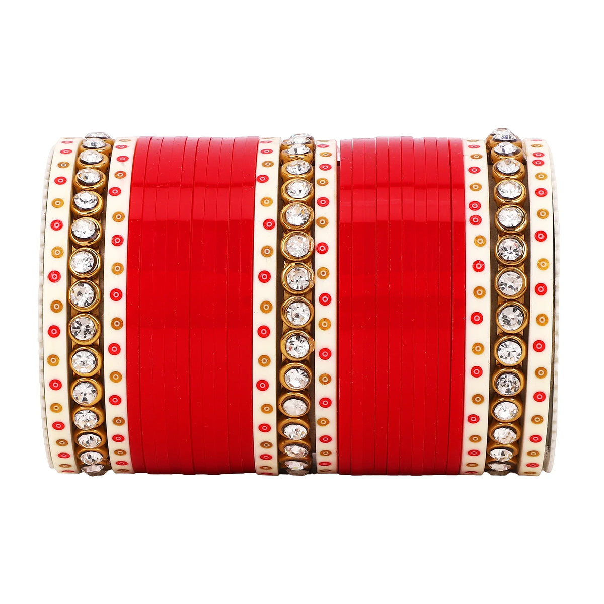 Traditional Bridal Chura with Stone Kada | Punjabi Wedding Bangles Set | Indian Bridal Jewelry