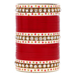 Traditional Bridal Chura with Stone Kada | Punjabi Wedding Bangles Set | Indian Bridal Jewelry