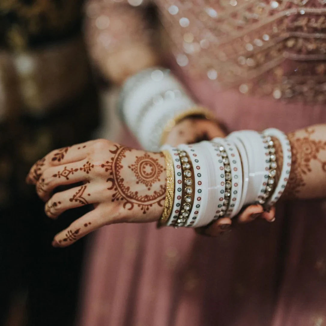 Traditional Bridal Chura with Stone Kada | Punjabi Wedding Bangles Set | Indian Bridal Jewelry