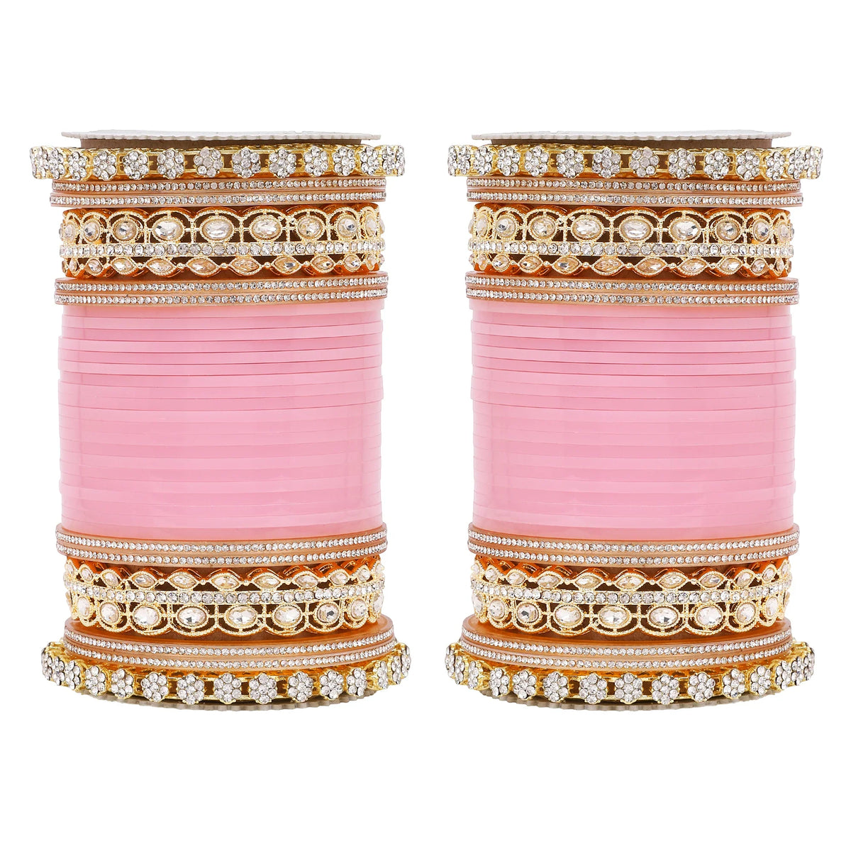 Bridal Chura with Rich Colours & Stone Pacheli Kada | Traditional Punjabi Wedding Bangles Set