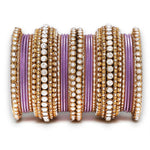 Stone Bangle Set with Shimmer Bangles | Traditional Party & Bridal Jewelry | Indian Wedding Bangles