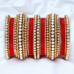 Stone Bangle Set with Shimmer Bangles | Traditional Party & Bridal Jewelry | Indian Wedding Bangles