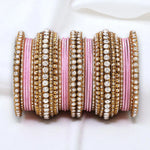 Stone Bangle Set with Shimmer Bangles | Traditional Party & Bridal Jewelry | Indian Wedding Bangles