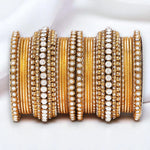 Stone Bangle Set with Shimmer Bangles | Traditional Party & Bridal Jewelry | Indian Wedding Bangles