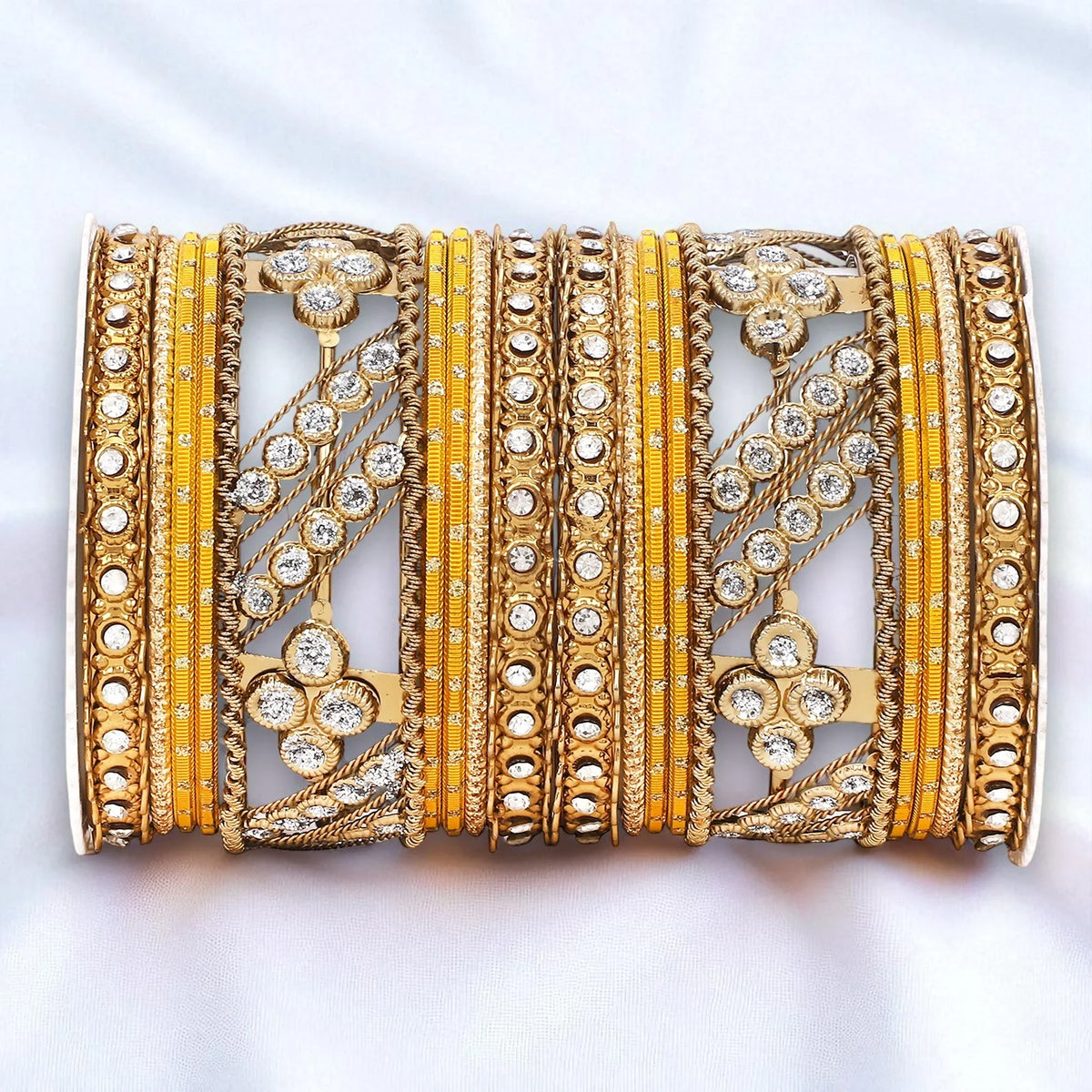 Golden Dotted & Stone Bangle Set | Traditional Party Wear Bangles