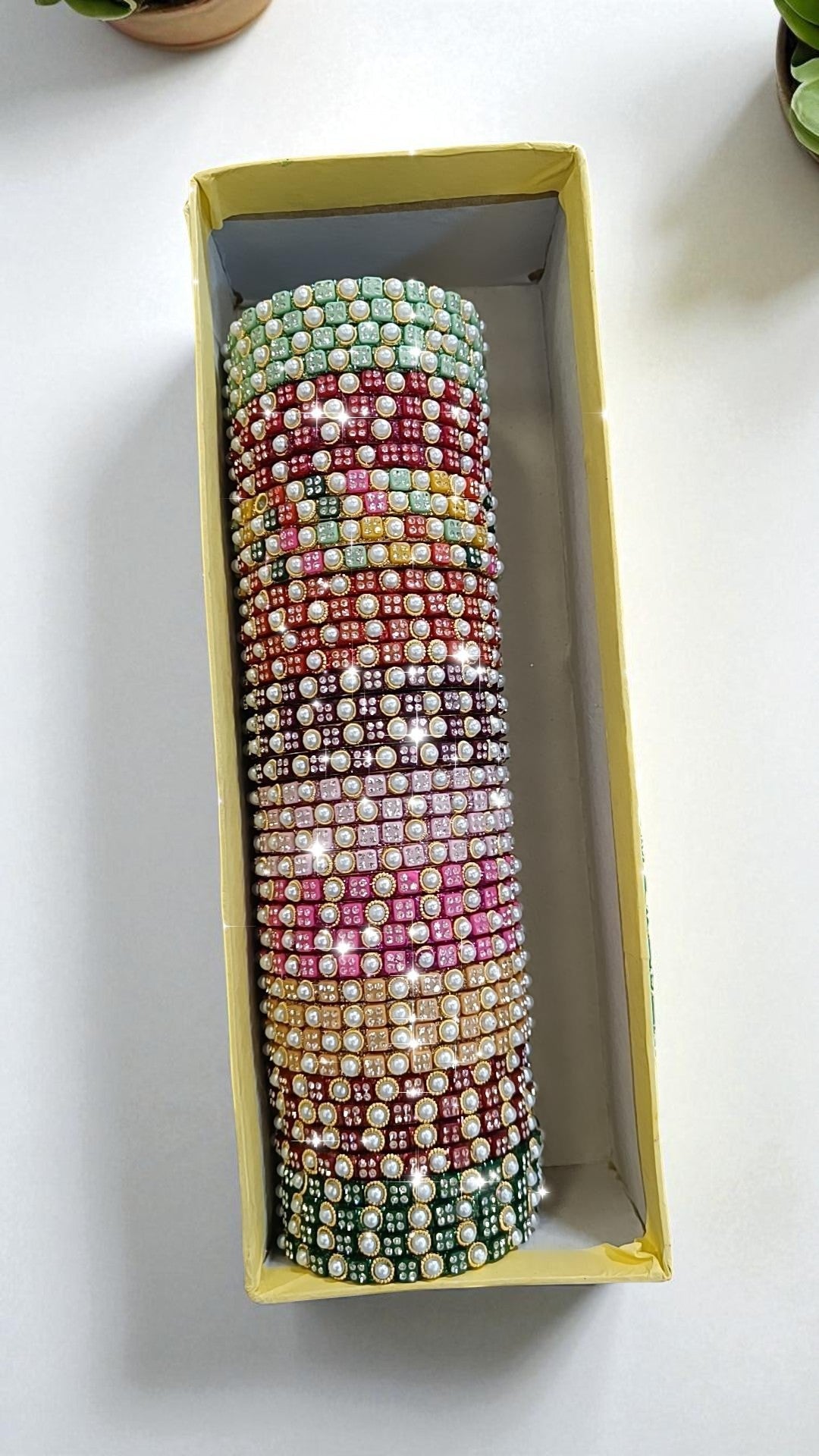 10 Set Plastic Bangles Combo Box Colorful Traditional Stackable Bangles for Women & Girls