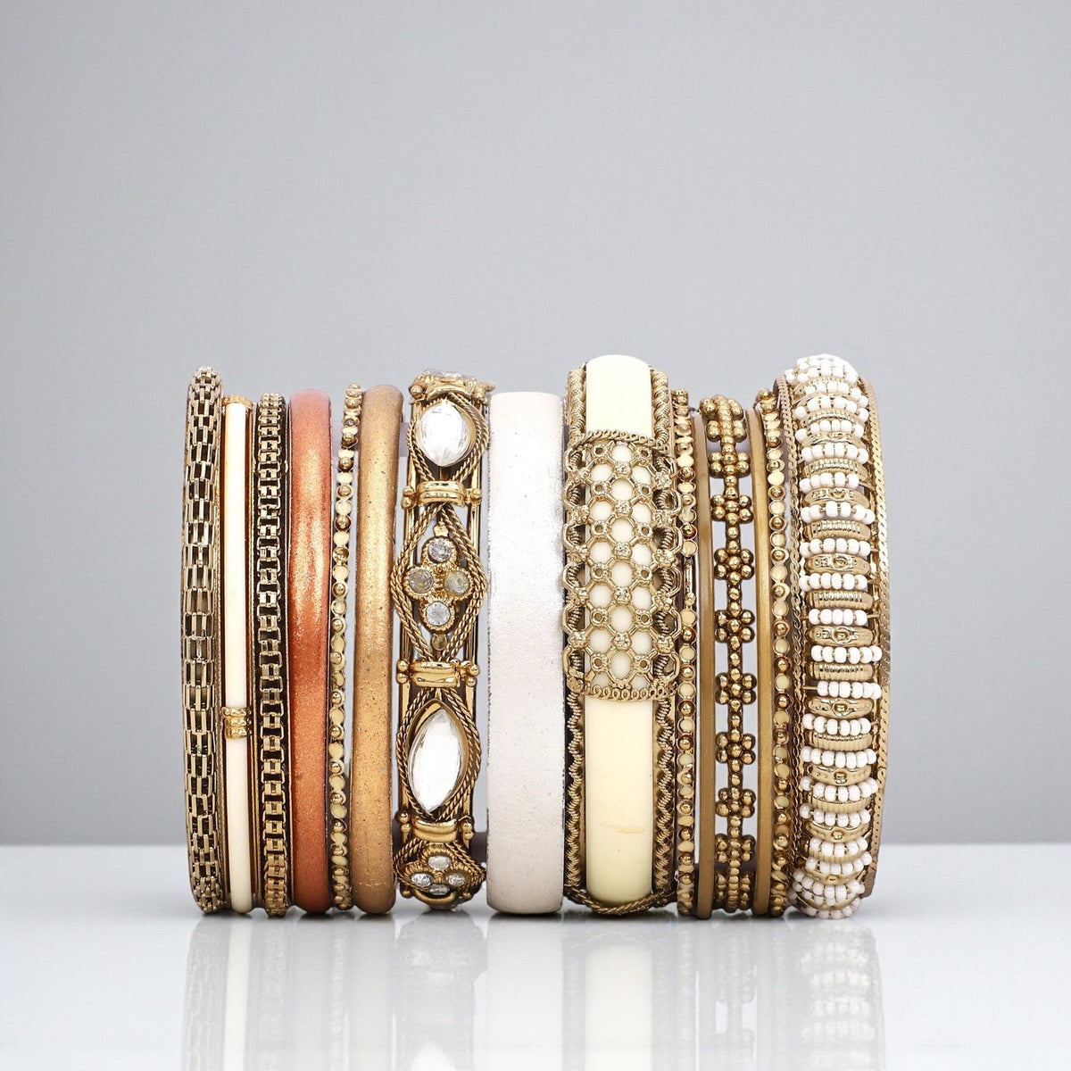 Modern Tribal Bangle Stack – Set of 14 | Boho Ethnic Jewelry