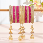 Traditional Jhumki Bangle Set with Golden Dotted Bangles | Ethnic Bridal Jewelry