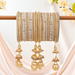 Traditional Jhumki Bangle Set with Golden Dotted Bangles | Ethnic Bridal Jewelry